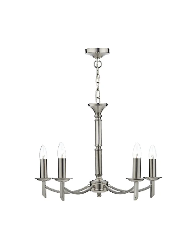 Minimalist Chandeliers for Sleek and Simple InteriorsDar Ambassador 5 Light Chandelier Satin Chrome Minimalist Chandeliers for Sleek and Simple InteriorsDar Ambassador 5 Light Chandelier Satin Chrome