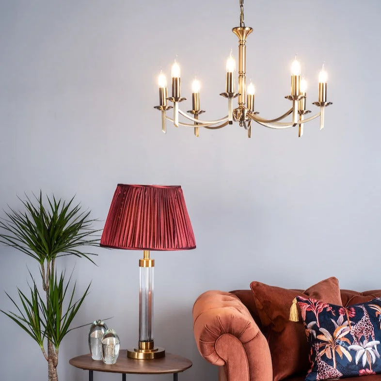 Chandeliers with Frosted Glass for a Softer Light DiffusionDar Ambassador 8 Light Chandelier Antique Brass Chandeliers with Frosted Glass for a Softer Light DiffusionDar Ambassador 8 Light Chandelier Antique Brass