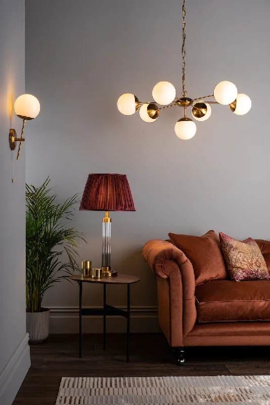 Chandeliers with Venetian Glass for a Luxurious LookDar Bombazine 7 Light Pendant Natural Brass and Opal Chandeliers with Venetian Glass for a Luxurious LookDar Bombazine 7 Light Pendant Natural Brass and Opal
