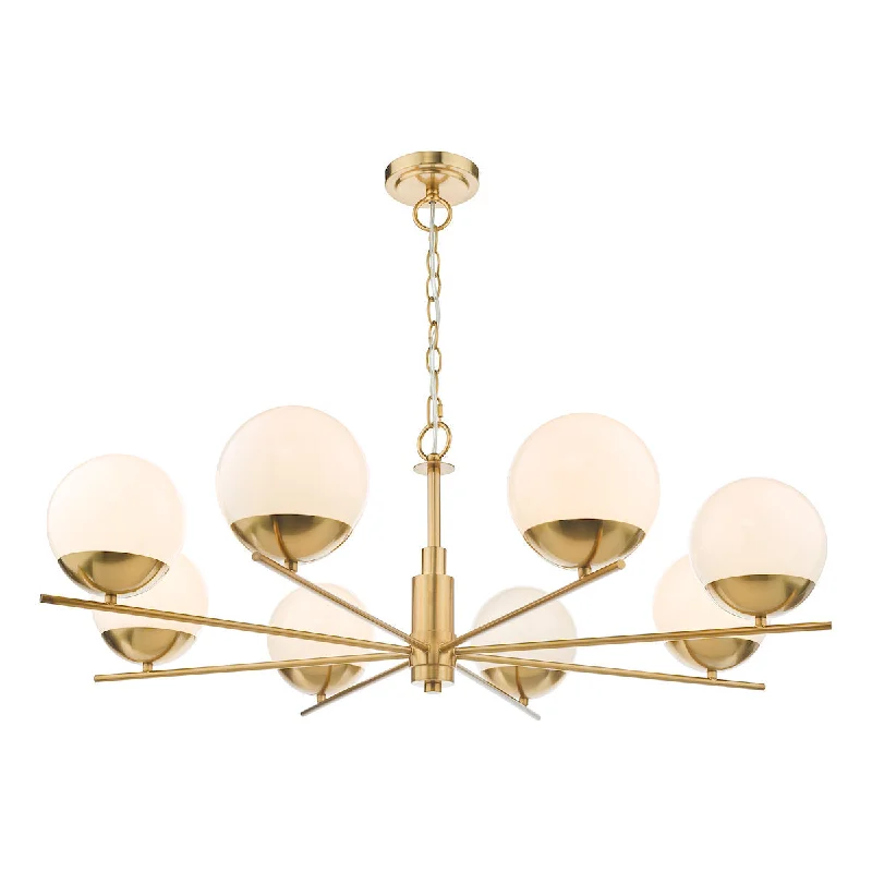Modern Crystal Chandeliers for Contemporary HomesDar Bombazine 8 Light Pendant Chandelier Natural Brass