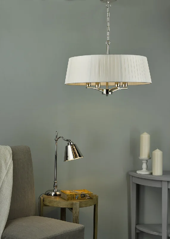 Chandeliers with Murano Glass for a High - End Artistic TouchDar Cristin Pendant Chandelier Polished Nickel with Ivory Ribbon Shade Chandeliers with Murano Glass for a High - End Artistic TouchDar Cristin Pendant Chandelier Polished Nickel with Ivory Ribbon Shade