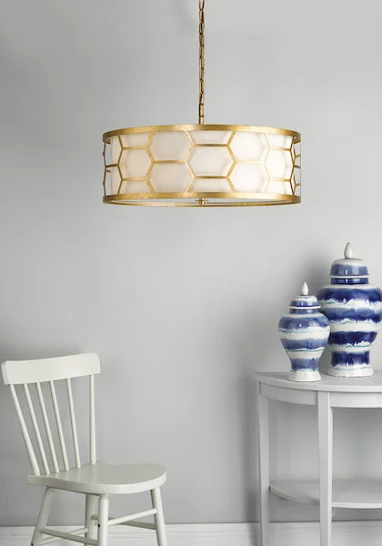 Oversized Chandeliers as a Statement Piece in Living RoomsDar Epstein 4lt Pendant Gold With Ivory Shade & Frosted Glass Diffuser Oversized Chandeliers as a Statement Piece in Living RoomsDar Epstein 4lt Pendant Gold With Ivory Shade & Frosted Glass Diffuser