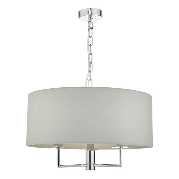 Chandeliers for Dining Rooms to Set the Mood for MealsDar Jamelia 3lt Pendant Chandelier Polished Chrome & Grey