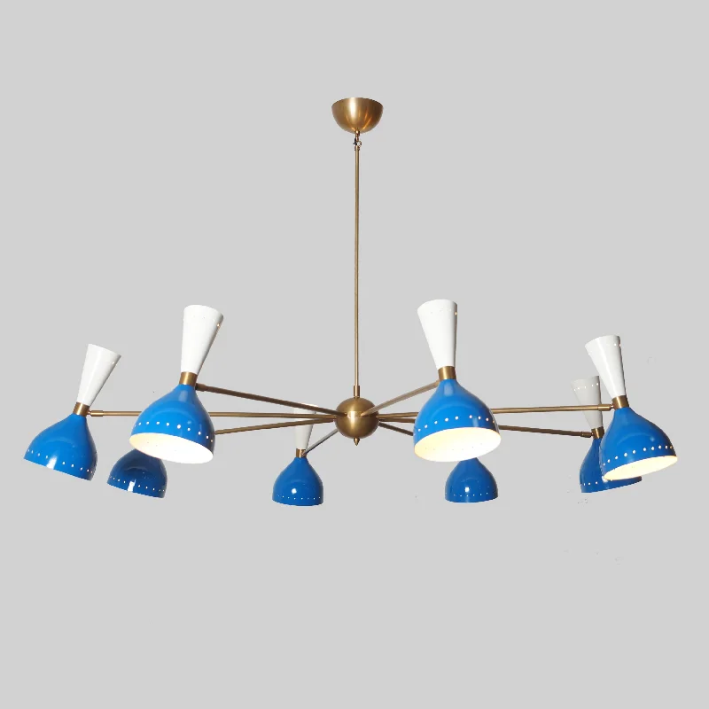 Chandeliers with Clear Crystal for a Sparkling EffectDiabola 8 Shade Light Stilnovo Brass Chandelier Fixture