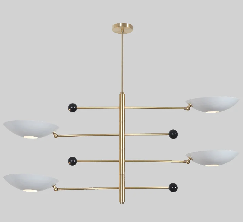 Art Deco Chandeliers for a Retro - Glam LookFour Curved Disk Shade Brass Pendant Light