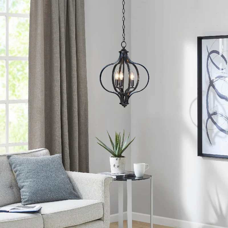 Chandeliers with Metal Frames in Black FinishHampton Hill Nava 3-Light Metal Chandelier with Adjustable Chain