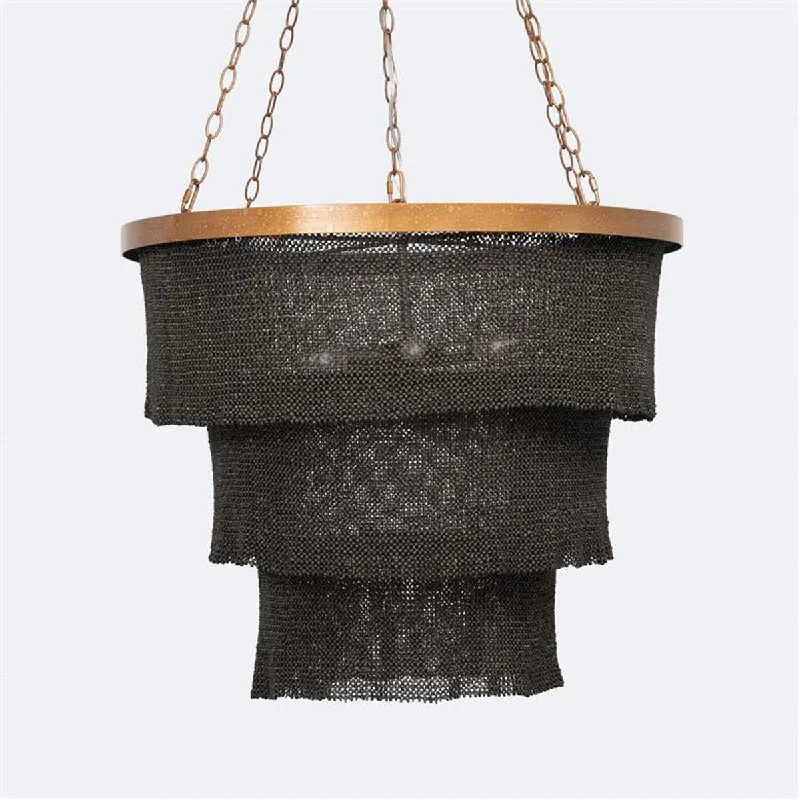 Chandeliers with Adjustable Height for Custom InstallationMade Goods Patricia Three-Tiered 5-Light Woven Coco Beads Chandelier Chandeliers with Adjustable Height for Custom InstallationMade Goods Patricia Three-Tiered 5-Light Woven Coco Beads Chandelier