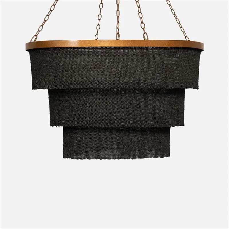 Chandeliers with Metal Frames in Copper FinishMade Goods Patricia Three-Tiered Woven Coco Beads Chandelier Chandeliers with Metal Frames in Copper FinishMade Goods Patricia Three-Tiered Woven Coco Beads Chandelier