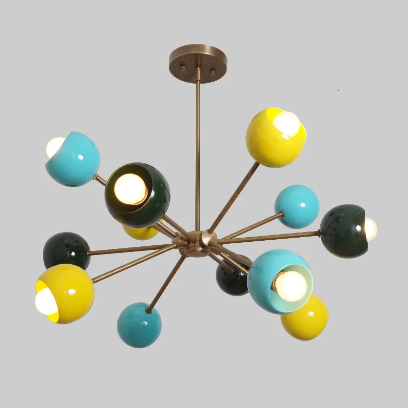 Oversized Chandeliers as a Statement Piece in Living RoomsMid Century Multicolor 12 Arm Sputnik Chandelier
