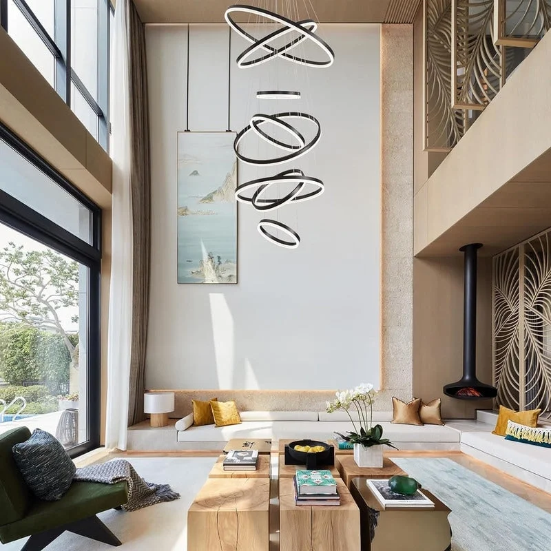 Chandeliers for Living Rooms to Create a Focal PointModern 8 Ring Led Chandelier, Foyer Chandeliers, Large Chandeliers for High Ceilings