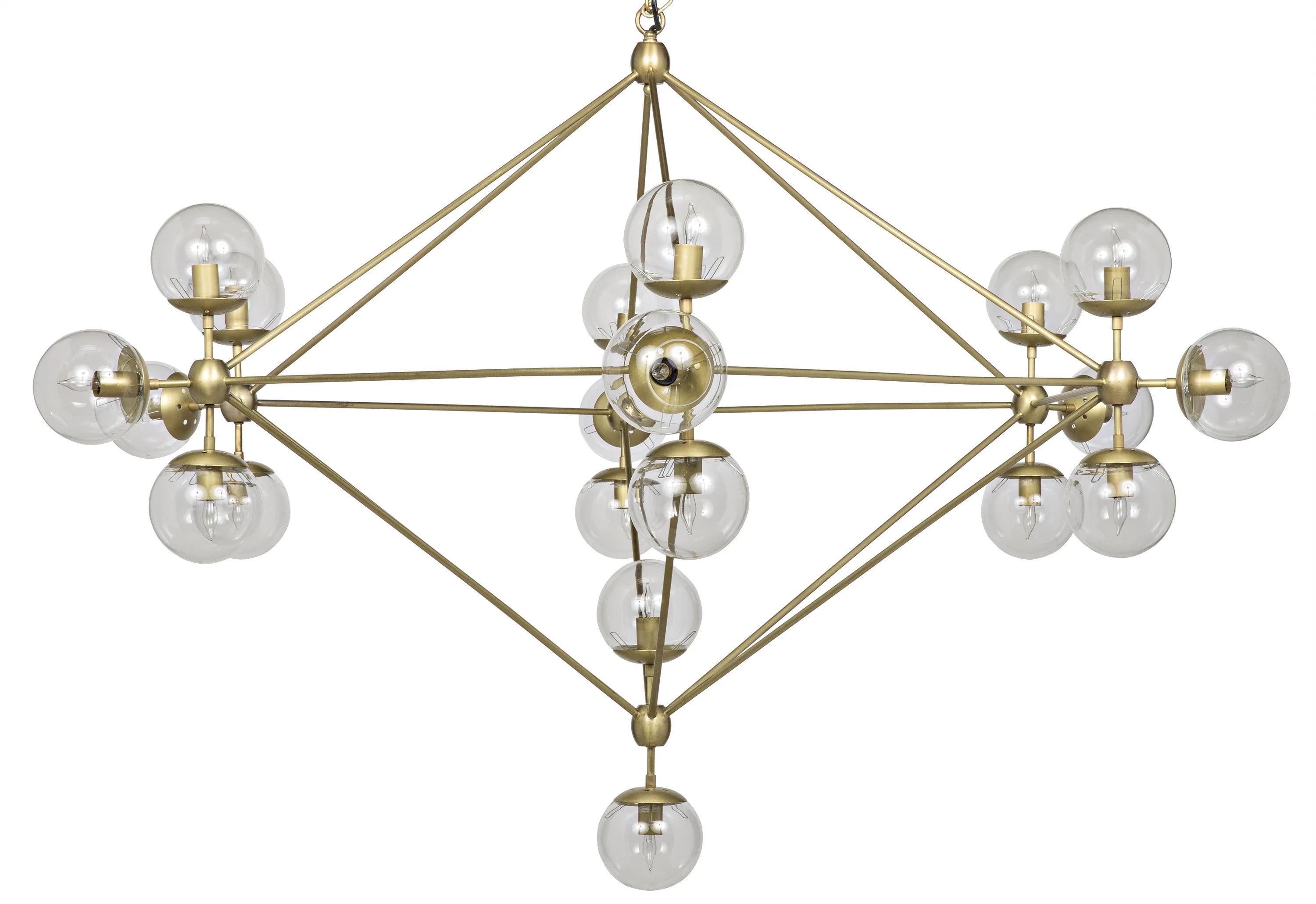 Rustic Wood Chandeliers for Country - Style HousesPluto Chandelier, Large, Metal with Brass Finish and Glass