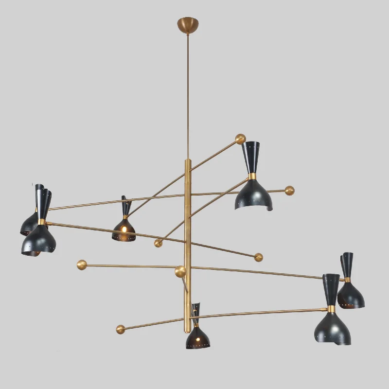 Chandeliers with Metal Frames in Black FinishSeven Shade Stilnovo Brass Chandelier Fixture Chandeliers with Metal Frames in Black FinishSeven Shade Stilnovo Brass Chandelier Fixture