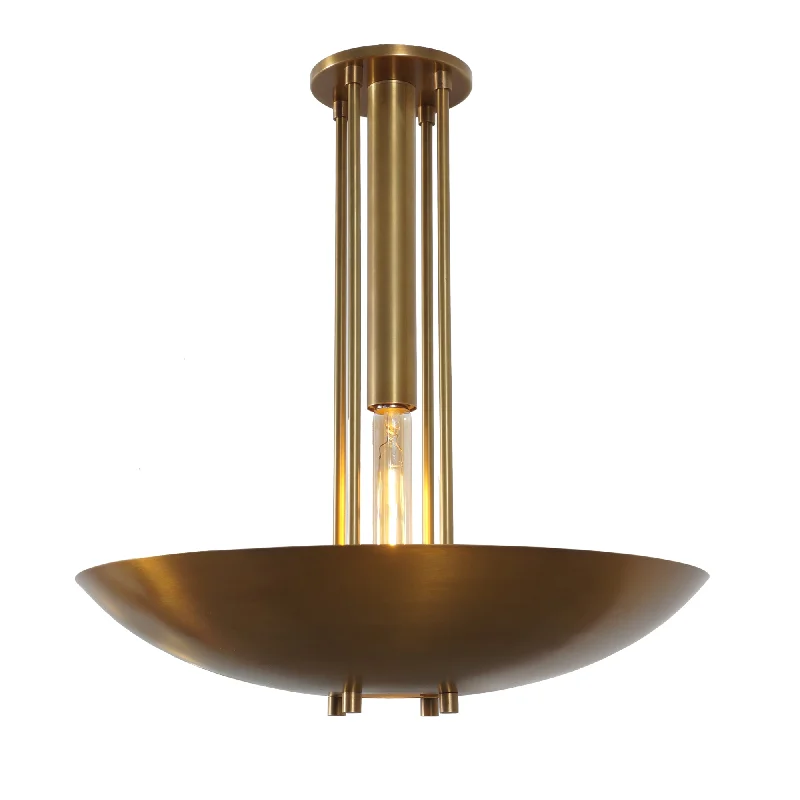 Chandeliers with Multiple Lights for Maximum IlluminationSingle Curved Disk Shade Brass Pendant Light - Semi Flush Mount Chandeliers with Multiple Lights for Maximum IlluminationSingle Curved Disk Shade Brass Pendant Light - Semi Flush Mount