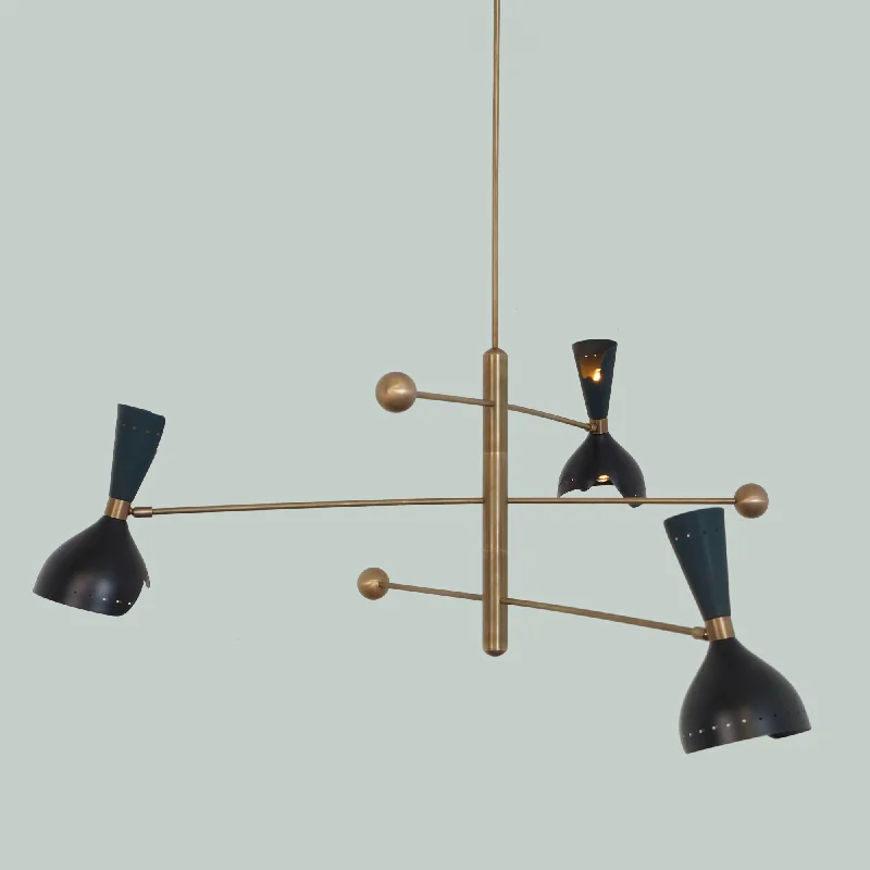 Small Chandeliers for Compact RoomsThree Light Shade Brass Pendant Light Fixture