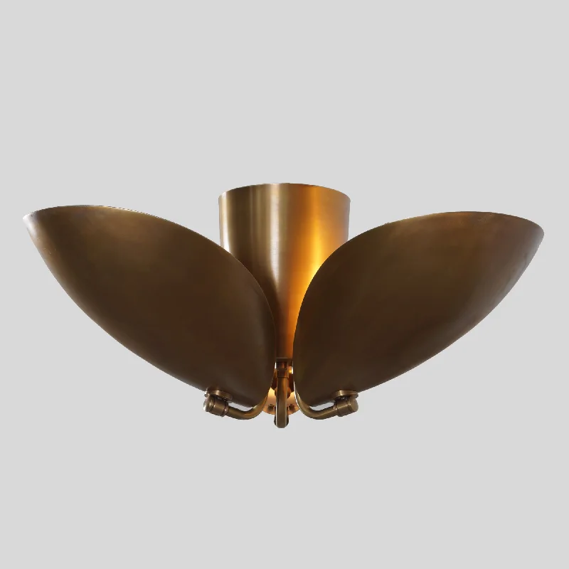 LED Chandeliers for Energy - Efficient LightingThree Light Shade Turtle Flush Mount Brass Ceiling Fixture LED Chandeliers for Energy - Efficient LightingThree Light Shade Turtle Flush Mount Brass Ceiling Fixture