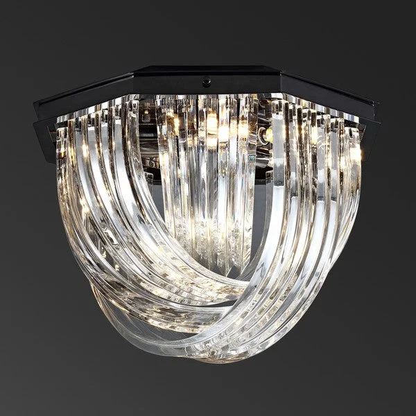Chandeliers with Metal Frames in Silver FinishTRACY GLASS FLUSH MOUNT