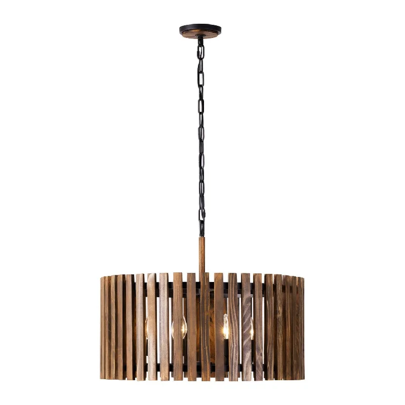 Chandeliers with Metal Frames in Silver FinishVaraluz Suratto 387P06MBW Pendant Light - Matte Black/Medium Walnut