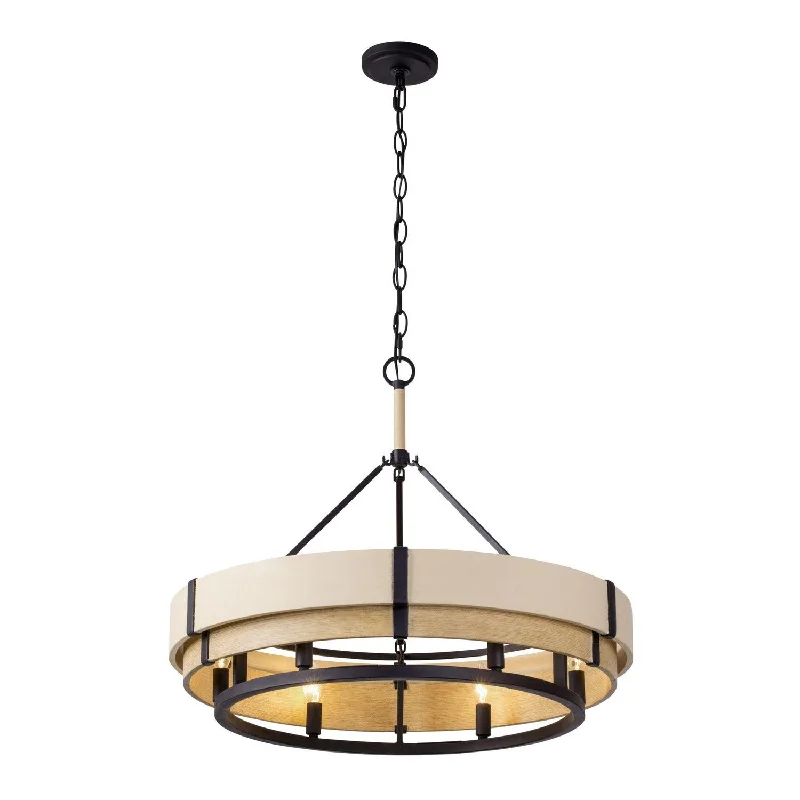 Chandeliers with Frosted Glass for a Softer Light DiffusionVaraluz Blonde Moment 389P06MBHN Pendant Light - Matte Black/Honey/Medium Oak