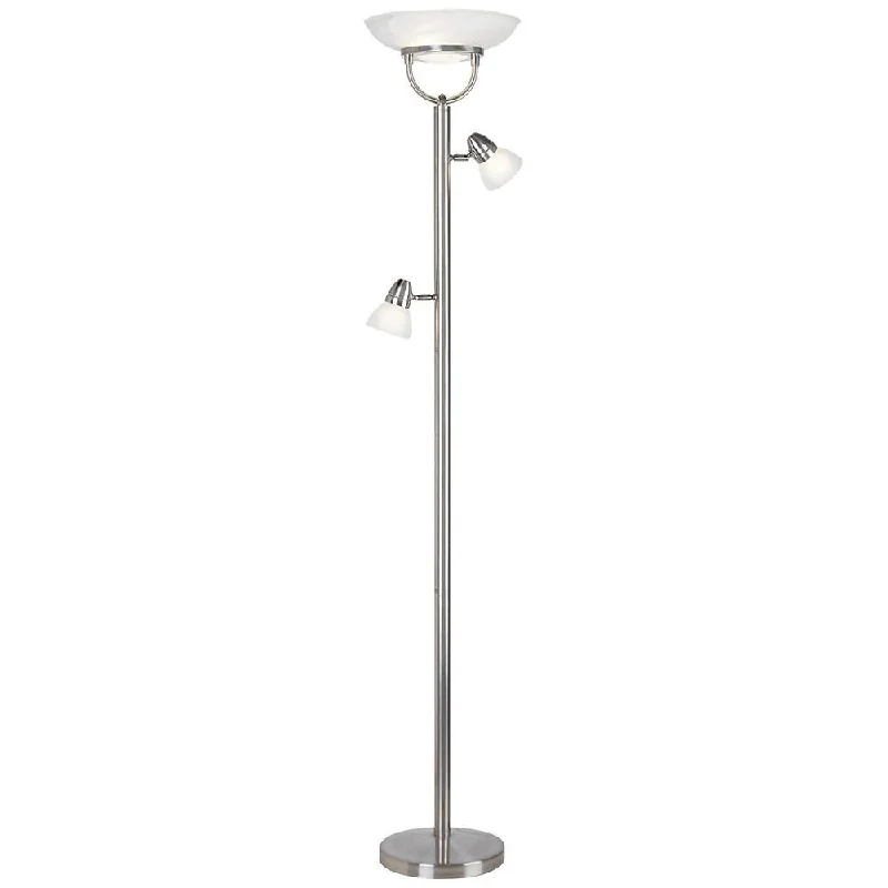 Glass Floor Lamp with Frosted Shades for Soft Diffused Light3-in-1 Modern Torchiere Floor Lamp 70" Tall Brushed Nickel 3-Light - 14" x 70" Glass Floor Lamp with Frosted Shades for Soft Diffused Light3-in-1 Modern Torchiere Floor Lamp 70" Tall Brushed Nickel 3-Light - 14" x 70"