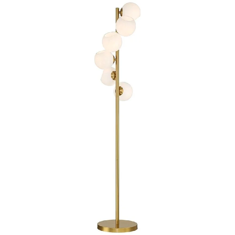 Industrial Style Floor Lamp with Exposed Bulbs for Loft Apartments67" Contemporary Warm Gold 6-Light Tree Floor Lamp - 14" x 67"