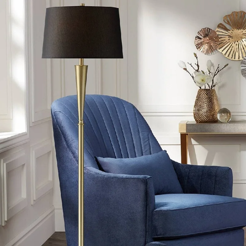 Rustic Farmhouse Style Floor Lamp for Cozy BedroomsArt Deco Style Floor Lamp 66 1/2" Tall Brass Black Shade for Living Room - 1 Rustic Farmhouse Style Floor Lamp for Cozy BedroomsArt Deco Style Floor Lamp 66 1/2" Tall Brass Black Shade for Living Room - 1