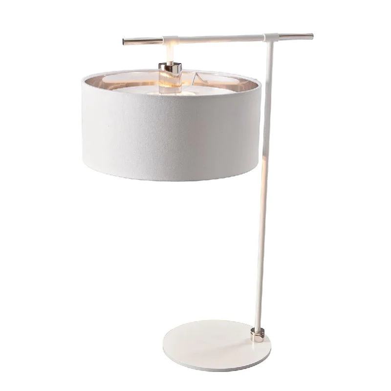 Glass Floor Lamp with Frosted Shades for Soft Diffused LightBalance 1 Light White & Polished Nickel Table Lamp - Elstead