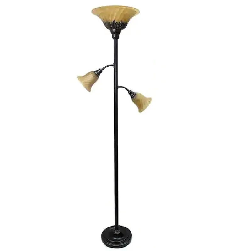 Marble Base Floor Lamp for a Touch of LuxuryBronze 3-Light Torchiere Floor Lamp with Scalloped Glass Shades - 21" x 71" Marble Base Floor Lamp for a Touch of LuxuryBronze 3-Light Torchiere Floor Lamp with Scalloped Glass Shades - 21" x 71"