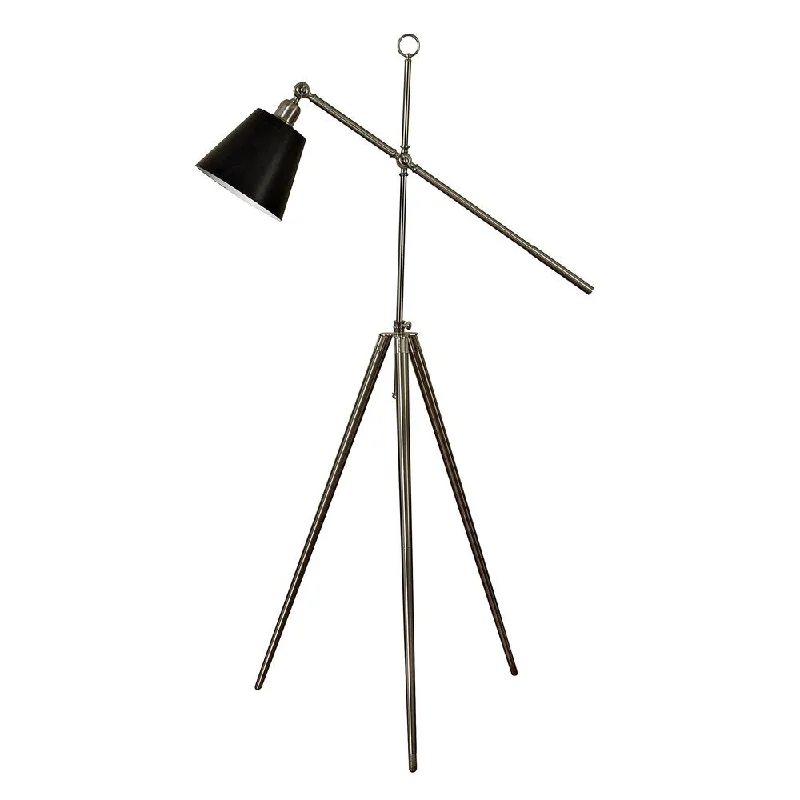Fabric Floor Lamp with a Linen Shade for a Relaxed AestheticBrushed Steel Floor Lamp - Black Metal Shade