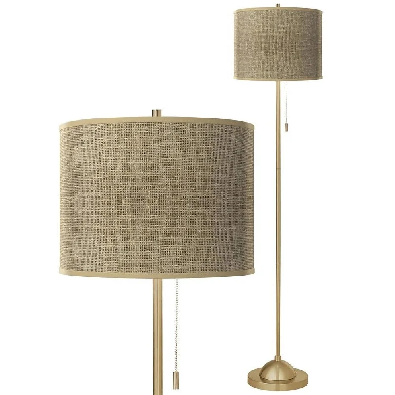 Industrial Style Floor Lamp with Exposed Bulbs for Loft ApartmentsBurlap Print Warm Gold Stick Floor Lamp - 13" x 62" Industrial Style Floor Lamp with Exposed Bulbs for Loft ApartmentsBurlap Print Warm Gold Stick Floor Lamp - 13" x 62"