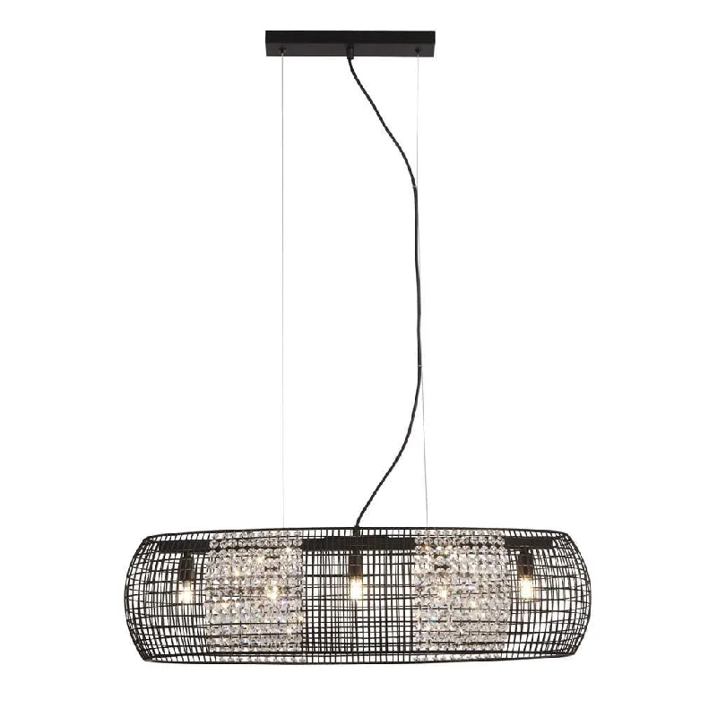 Dimmable Floor Lamp for Adjustable Lighting AmbianceCage 5 Light Black Oval Pendant - Crystal Glass Panels Dimmable Floor Lamp for Adjustable Lighting AmbianceCage 5 Light Black Oval Pendant - Crystal Glass Panels