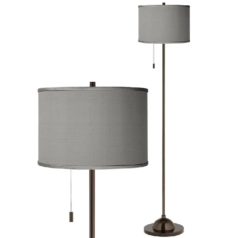 Glass Floor Lamp with Frosted Shades for Soft Diffused LightClub Floor Lamp Slim Tiger Bronze Gray Shade Living Room Reading - 13" x 62"