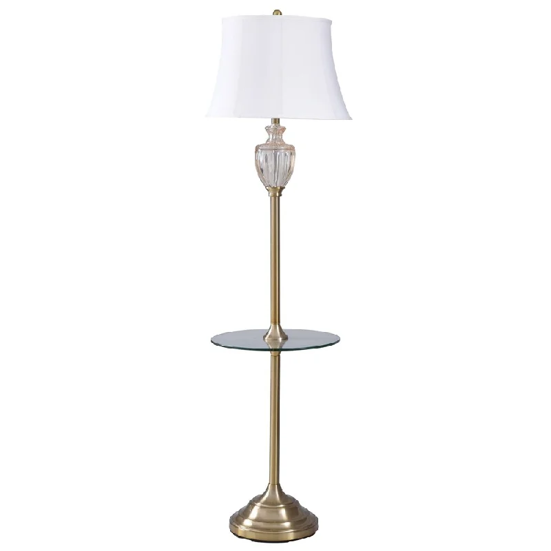 Fabric Floor Lamp with a Linen Shade for a Relaxed AestheticDelia Shelved Gold, Silver and Glass Floor Lamp - White Shade Fabric Floor Lamp with a Linen Shade for a Relaxed AestheticDelia Shelved Gold, Silver and Glass Floor Lamp - White Shade