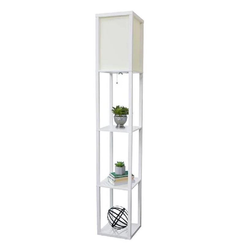 Dimmable Floor Lamp for Adjustable Lighting AmbianceEtagere White Floor Lamp Organizer Storage Shelf with Linen Shade - 10" x 62" Dimmable Floor Lamp for Adjustable Lighting AmbianceEtagere White Floor Lamp Organizer Storage Shelf with Linen Shade - 10" x 62"