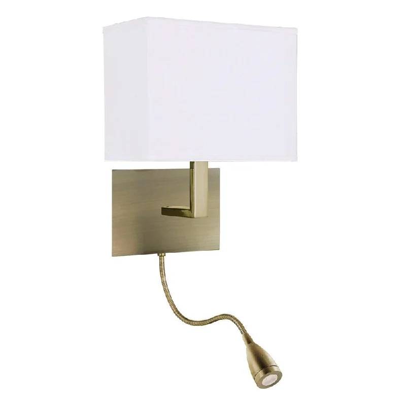 Rustic Farmhouse Style Floor Lamp for Cozy BedroomsHotel 2 Light Brass Wall Light - LED Flexi Arm - White Shade Rustic Farmhouse Style Floor Lamp for Cozy BedroomsHotel 2 Light Brass Wall Light - LED Flexi Arm - White Shade