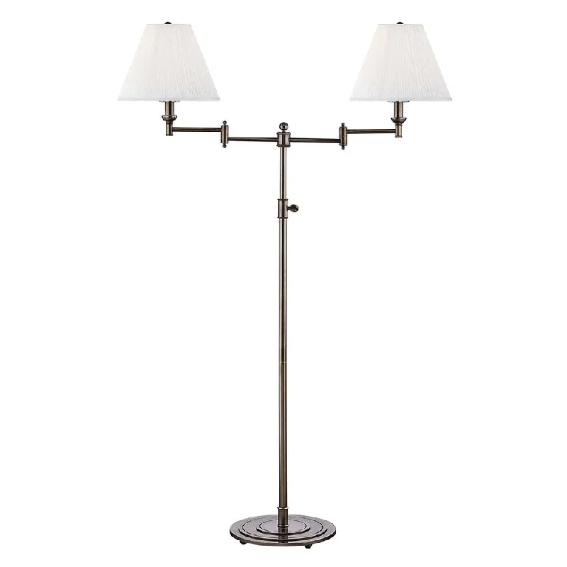 Marble Base Floor Lamp for a Touch of LuxuryHudson Valley Signature No.1 by Mark D. Sikes 2-light Distressed Bronze Floor Lamp, Off-White Silk Shade Marble Base Floor Lamp for a Touch of LuxuryHudson Valley Signature No.1 by Mark D. Sikes 2-light Distressed Bronze Floor Lamp, Off-White Silk Shade