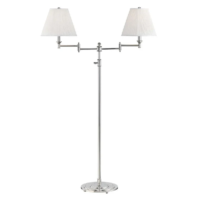 Marble Base Floor Lamp for a Touch of LuxuryHudson Valley Signature No.1 by Mark D. Sikes 2-light Polished Nickel Floor Lamp, Off-White Silk Shade Marble Base Floor Lamp for a Touch of LuxuryHudson Valley Signature No.1 by Mark D. Sikes 2-light Polished Nickel Floor Lamp, Off-White Silk Shade