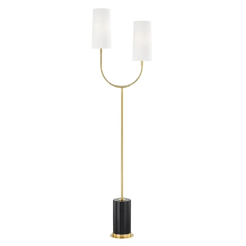 Modern Minimalist Floor Lamp for Contemporary Living RoomsHudson Valley Vesper 2-light Aged Brass and Black Floor Lamp, White Linen Modern Minimalist Floor Lamp for Contemporary Living RoomsHudson Valley Vesper 2-light Aged Brass and Black Floor Lamp, White Linen