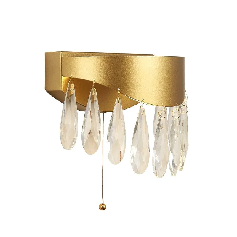 Bohemian Inspired Floor Lamp for Eclectic Home DecorJewel LED Gold Wall Light With Crystals - Cord Pull Bohemian Inspired Floor Lamp for Eclectic Home DecorJewel LED Gold Wall Light With Crystals - Cord Pull