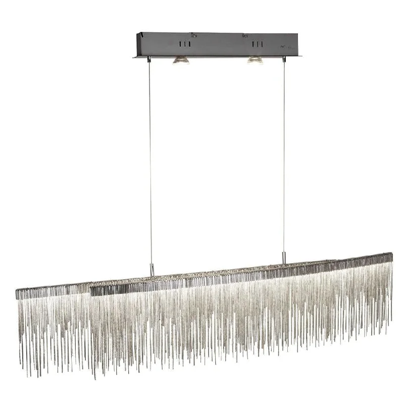 Bohemian Inspired Floor Lamp for Eclectic Home DecorMemphis LED Satin Silver Chain String Bar Ceiling Pendant