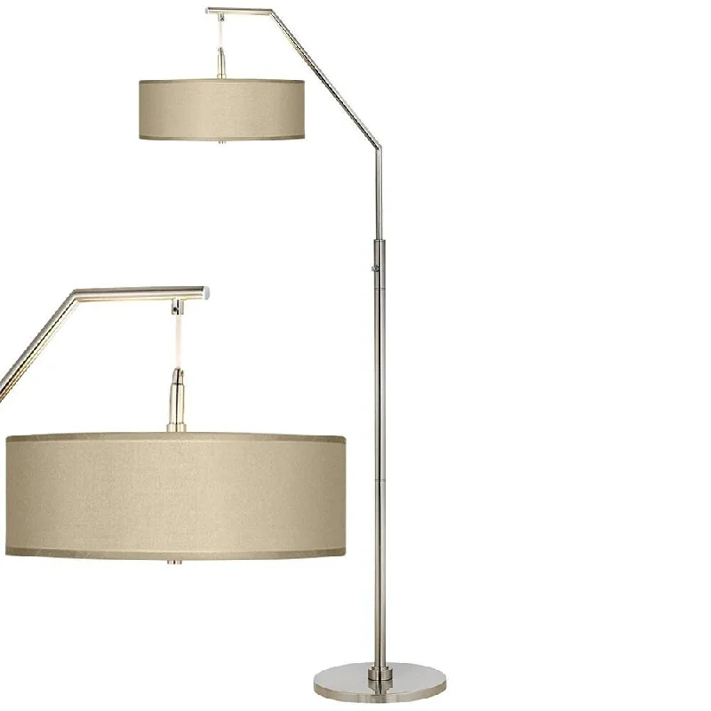 Way Switch Floor Lamp for Multiple Light Intensity LevelsModern Arc Floor Lamp Nickel Sesame Faux Silk Shade Living Room - 30" x 71" Way Switch Floor Lamp for Multiple Light Intensity LevelsModern Arc Floor Lamp Nickel Sesame Faux Silk Shade Living Room - 30" x 71"