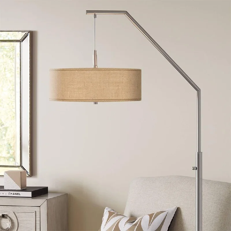 USB Charging Port Floor Lamp for Convenient Device ChargingModern Arc Floor Lamp Nickel Woven Burlap Shade for Living Room - 30" x 71" USB Charging Port Floor Lamp for Convenient Device ChargingModern Arc Floor Lamp Nickel Woven Burlap Shade for Living Room - 30" x 71"