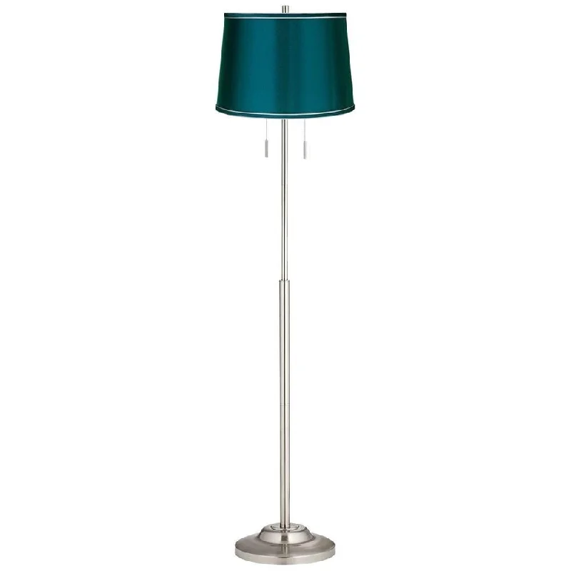 Wood Floor Lamp with Natural Grain for a Warm and Organic FeelModern Floor Lamp 66" Tall Brushed Nickel Satin Teal Blue Shade - 20" x 66" Wood Floor Lamp with Natural Grain for a Warm and Organic FeelModern Floor Lamp 66" Tall Brushed Nickel Satin Teal Blue Shade - 20" x 66"