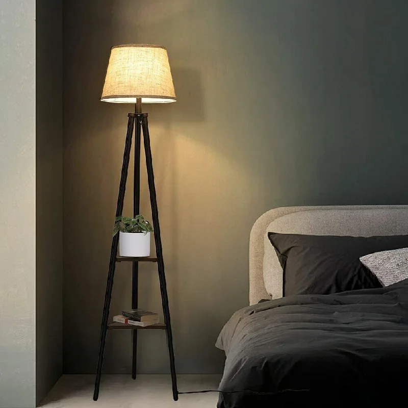 Smart Floor Lamp with Voice Control and Bluetooth ConnectivityModern Tripod Floor Lamp with 2-Tier Storage Shelves for Living Room - 1 Smart Floor Lamp with Voice Control and Bluetooth ConnectivityModern Tripod Floor Lamp with 2-Tier Storage Shelves for Living Room - 1