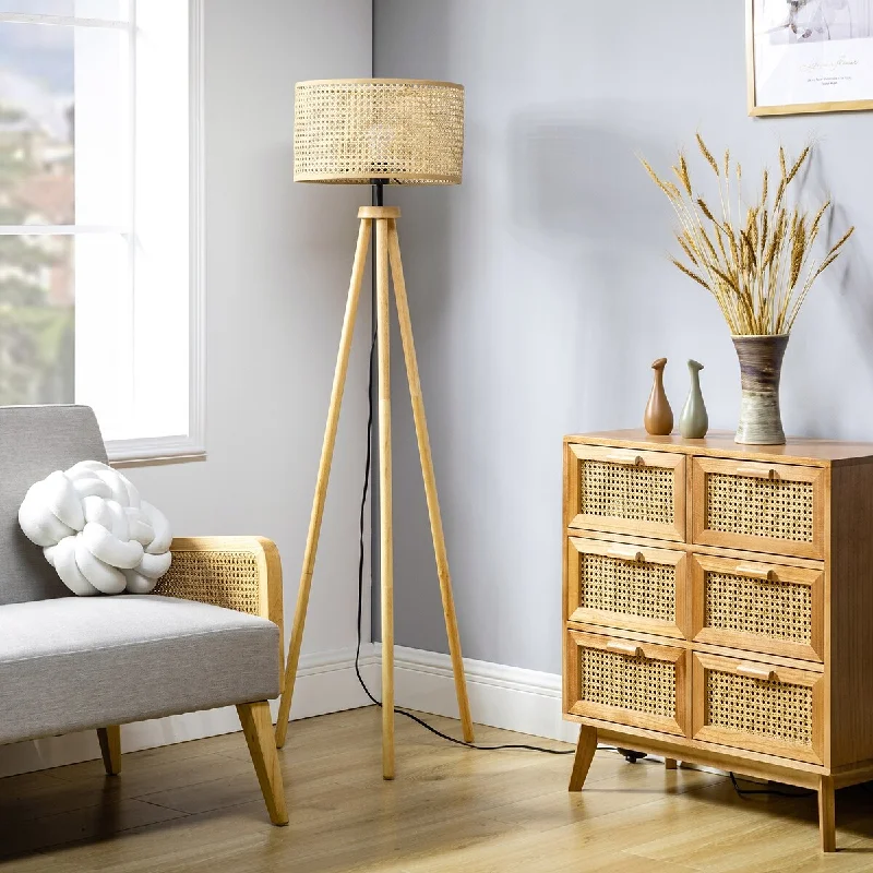 Bohemian Inspired Floor Lamp for Eclectic Home DecorNatural Atmosphere Floor Lamp with Tripod Support, Rattan Shade Floor Lamp for living room, Natural Bohemian Inspired Floor Lamp for Eclectic Home DecorNatural Atmosphere Floor Lamp with Tripod Support, Rattan Shade Floor Lamp for living room, Natural