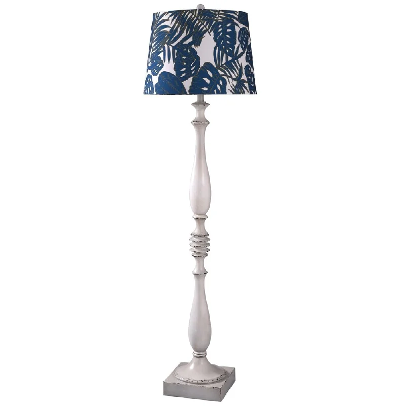 Industrial Style Floor Lamp with Exposed Bulbs for Loft ApartmentsOld White Distress Floor Lamp - Blue and White Shade Industrial Style Floor Lamp with Exposed Bulbs for Loft ApartmentsOld White Distress Floor Lamp - Blue and White Shade