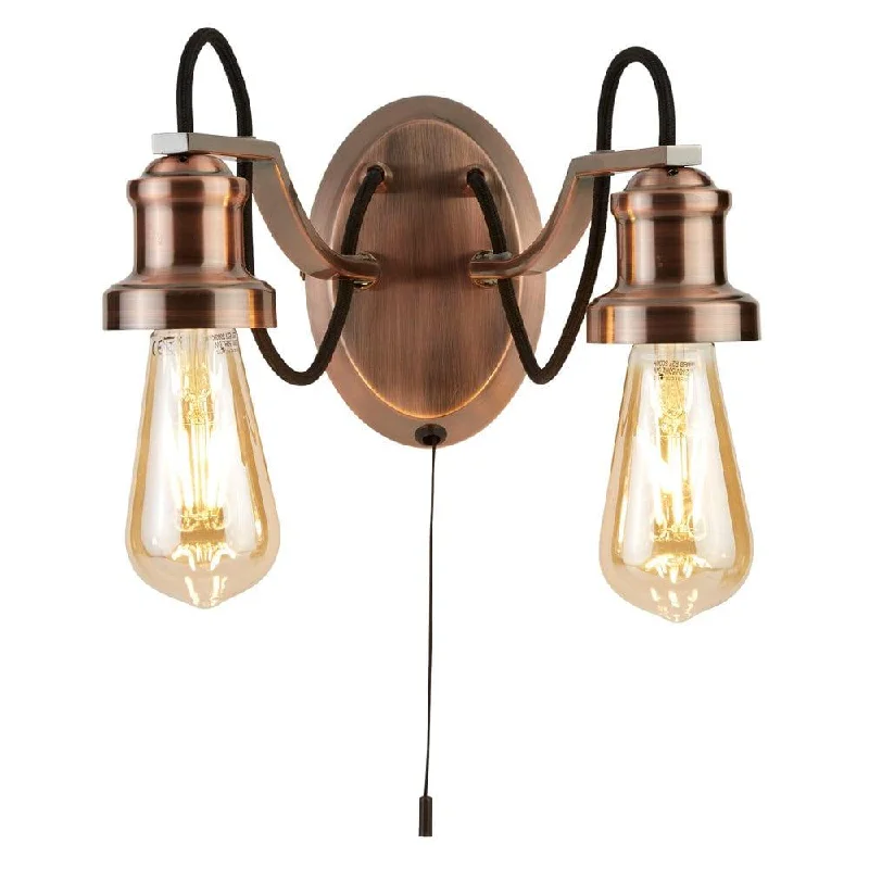 Rustic Farmhouse Style Floor Lamp for Cozy BedroomsSearchlight Olivia Copper Double Wall Light - Cord Pull Rustic Farmhouse Style Floor Lamp for Cozy BedroomsSearchlight Olivia Copper Double Wall Light - Cord Pull