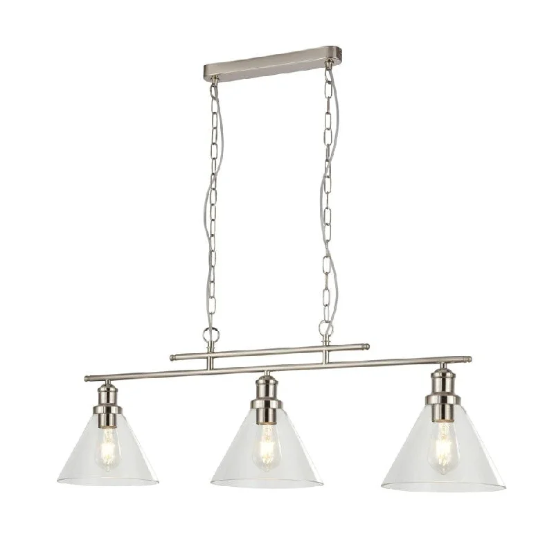 Glass Floor Lamp with Frosted Shades for Soft Diffused LightPyramid 3 Light Silver Ceiling Pendant - Clear Glass Shades