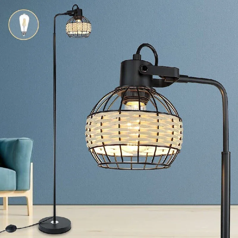Glass Floor Lamp with Frosted Shades for Soft Diffused LightRattan Floor Lamp Boho Farmhouse Floor Lamps 1 Light Glass Floor Lamp with Frosted Shades for Soft Diffused LightRattan Floor Lamp Boho Farmhouse Floor Lamps 1 Light