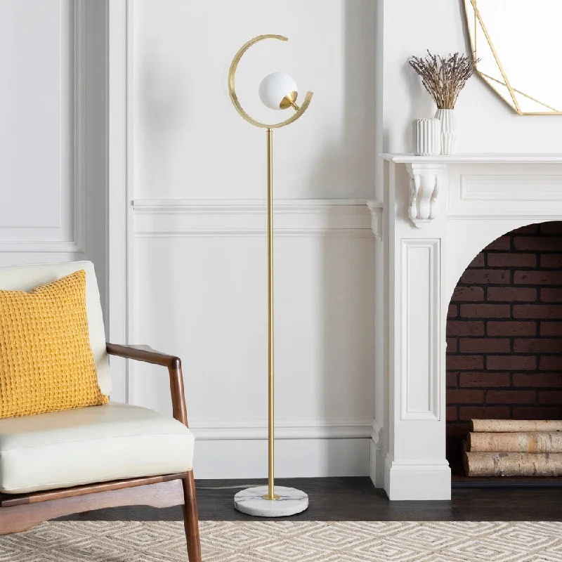 USB Charging Port Floor Lamp for Convenient Device ChargingRockleigh Modern Gold Crescent 64-inch Floor Lamp - 64"H x 12.5"W x 10.6"D