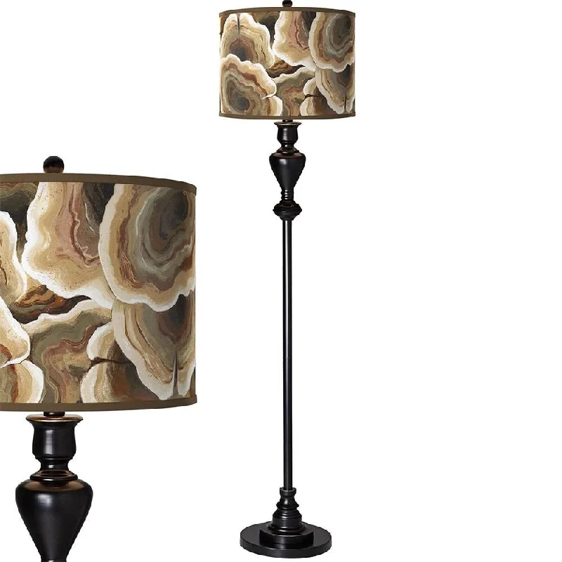 Metal Floor Lamp with a Matte Black Finish for a Sleek LookRuffled Feathers Shade on Black Bronze Floor Lamp - 13" x 58" Metal Floor Lamp with a Matte Black Finish for a Sleek LookRuffled Feathers Shade on Black Bronze Floor Lamp - 13" x 58"